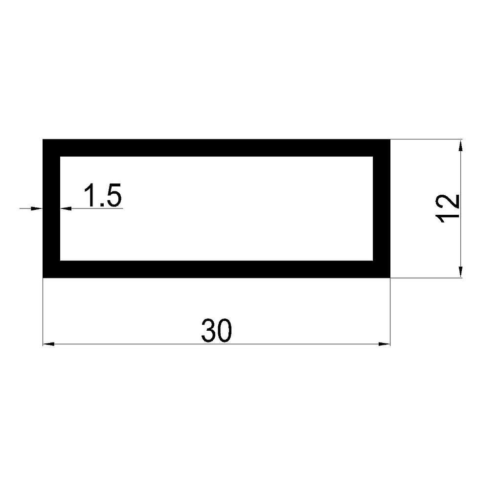 TUBO RECT. 30x12x1.5mm
