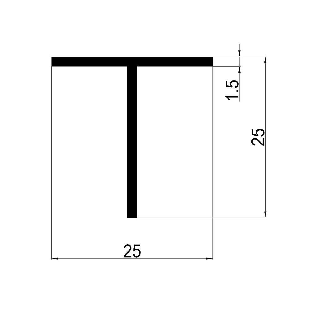 TEE 25x25x1.5mm