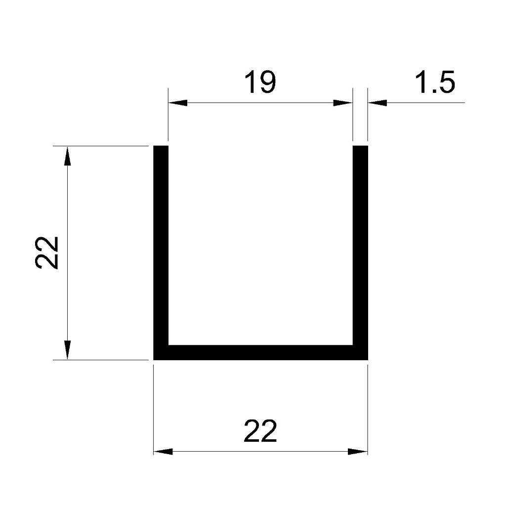 U 22x22x1.5mm, 19 INTERIOR