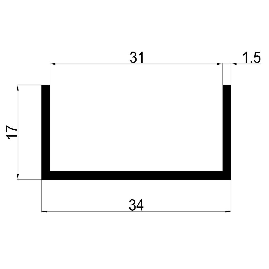 U 34x17x1.5mm