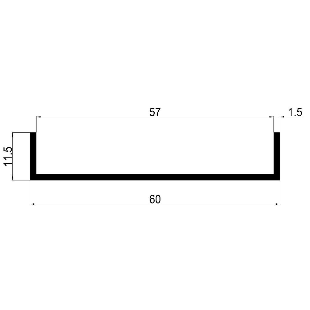 U 60x11.5x1.5mm