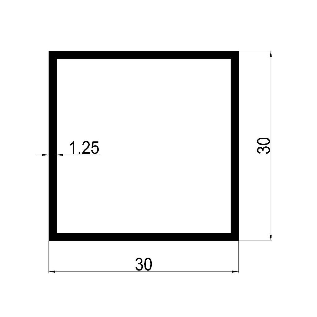 TUBO CUAD. 30x1.25mm