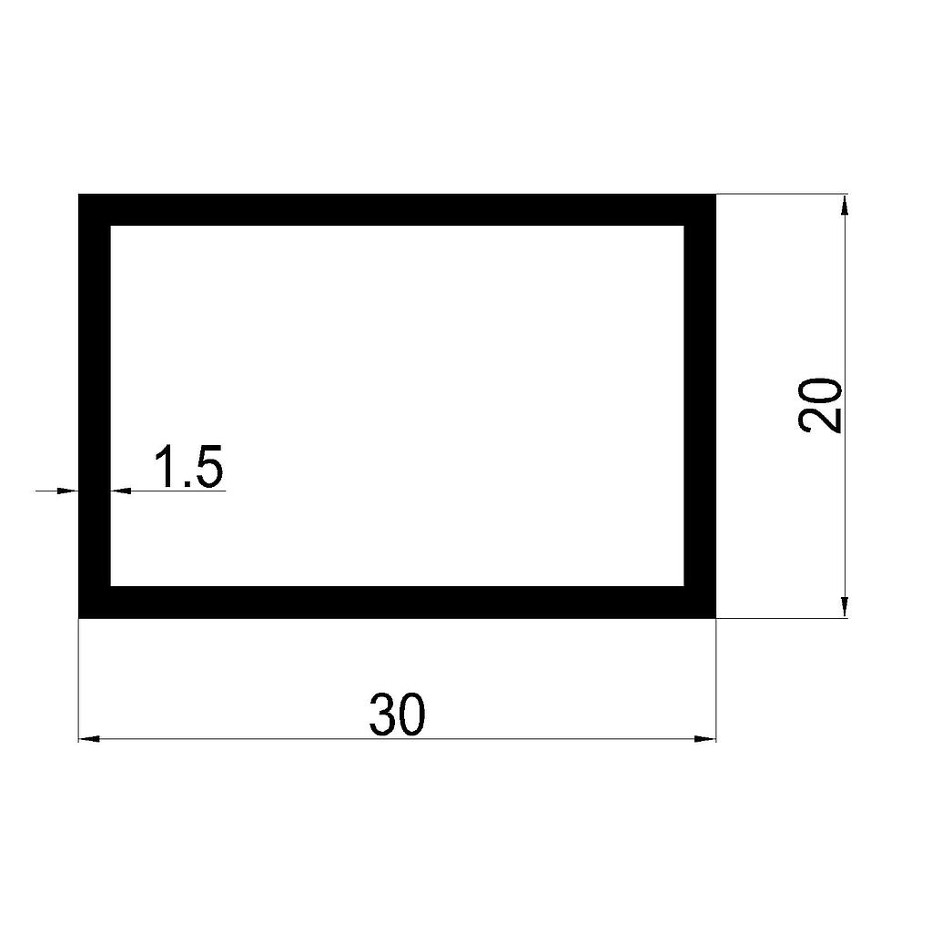 TUBO RECT. 30x20x1.5mm