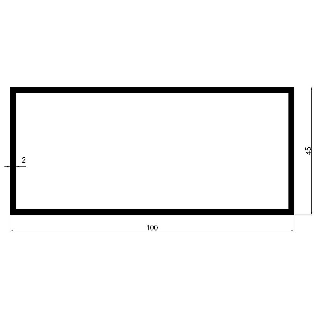 TUBO RECT. 100x45x2mm