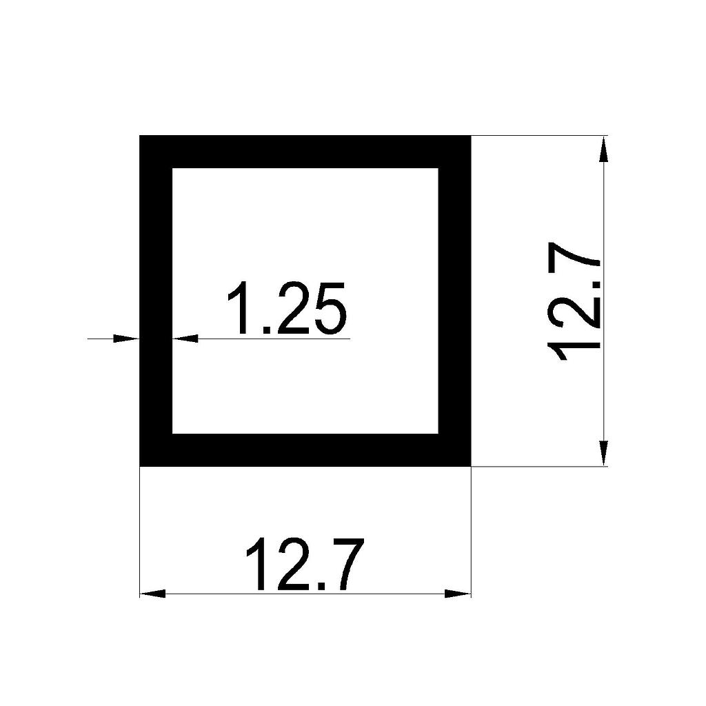 TUBO CUAD.12.7x1.25mm