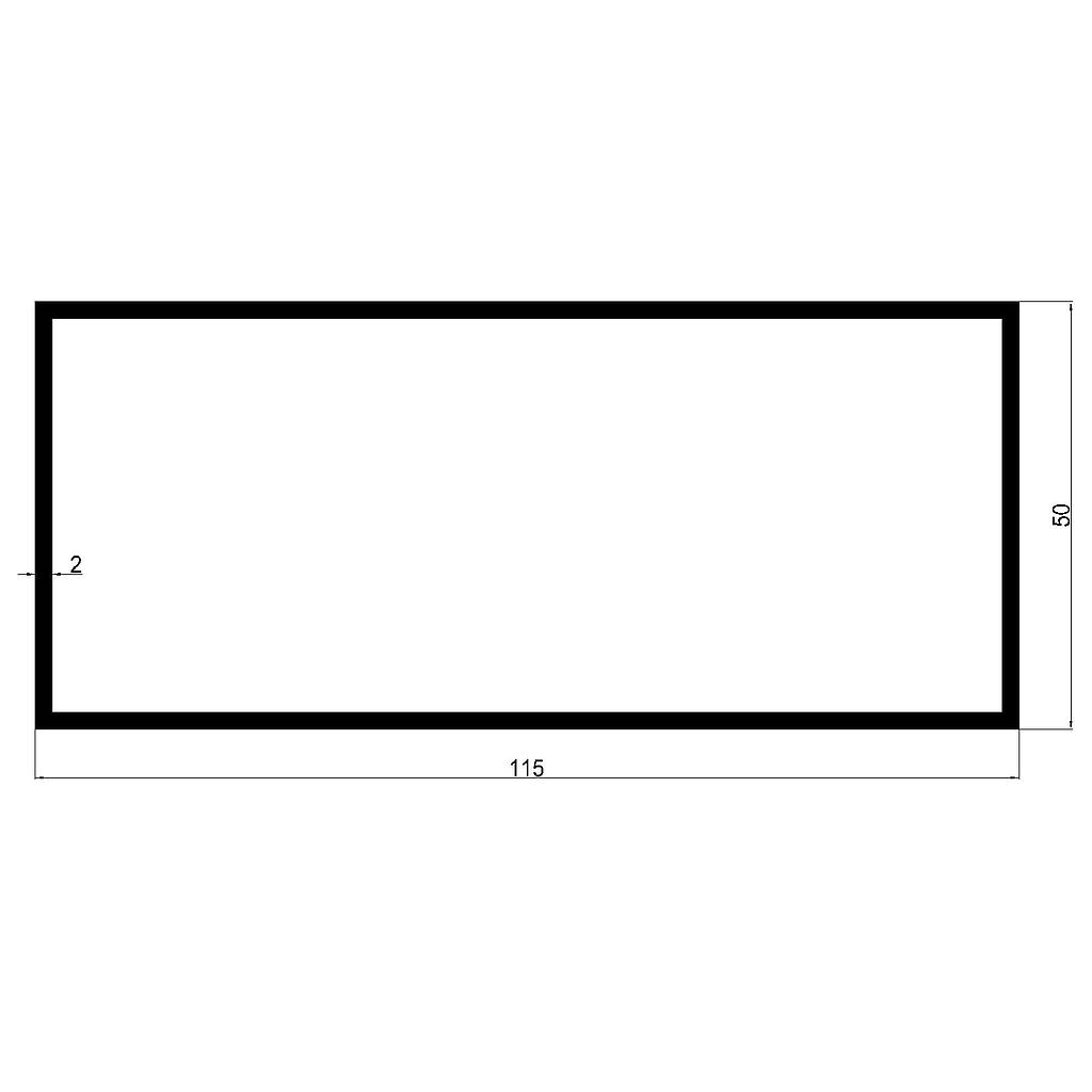 TUBO RECT. 115x50x2mm