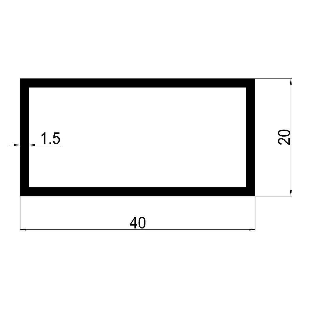 TUBO RECT. 40x20x1.5mm