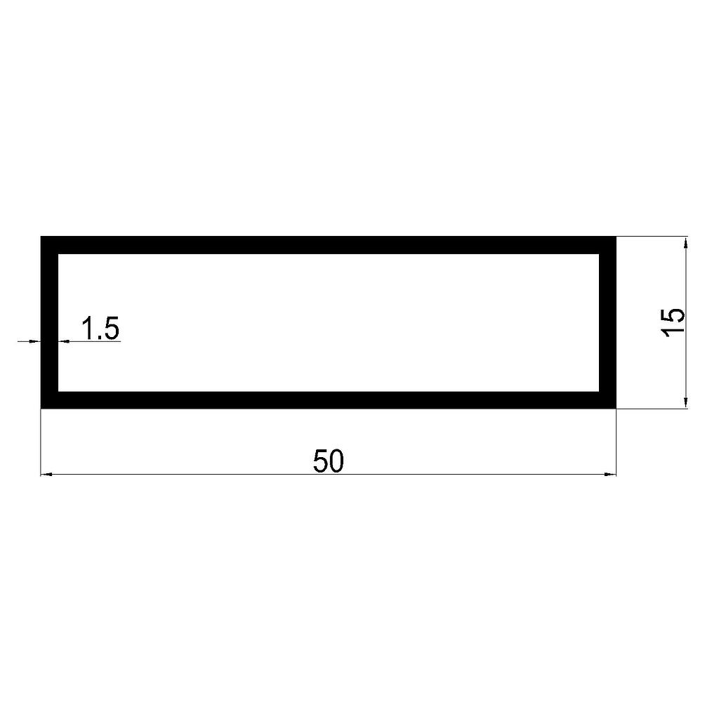 TUBO RECT. 50x15x1.5mm