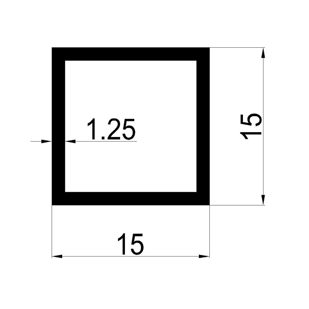 TUBO CUAD. 15x1.25mm