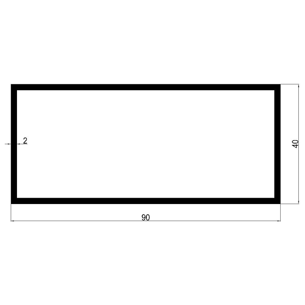 TUBO RECT. 90x40x2mm