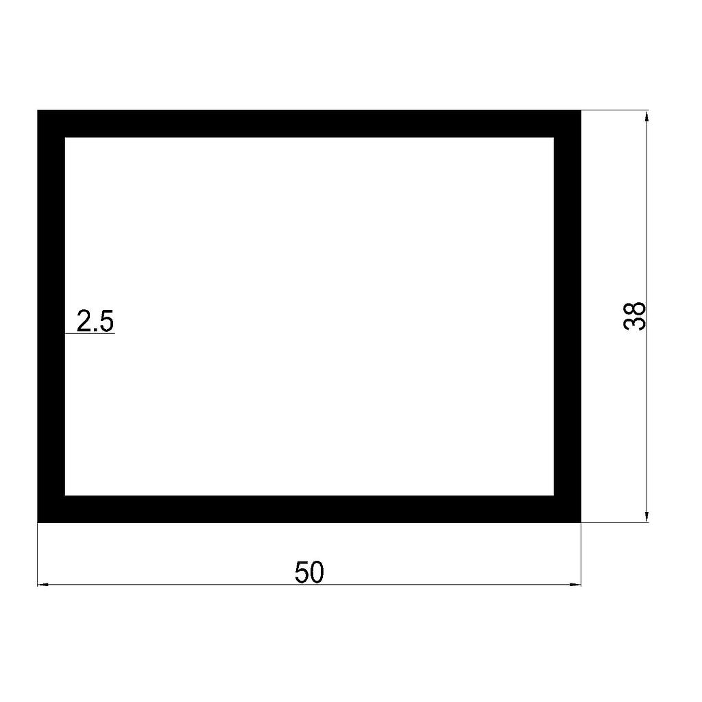 TUBO RECT. 50x38x2.5mm