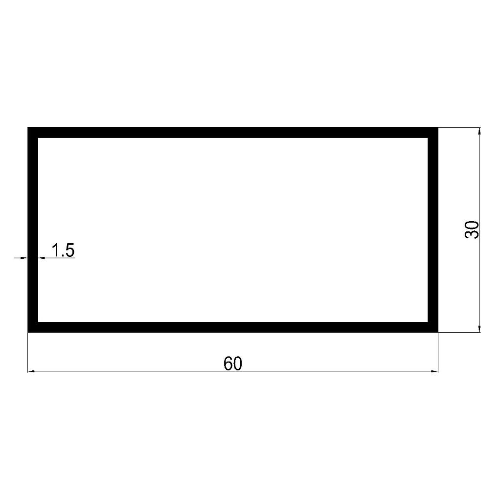 TUBO RECT. 60x30x1.5mm