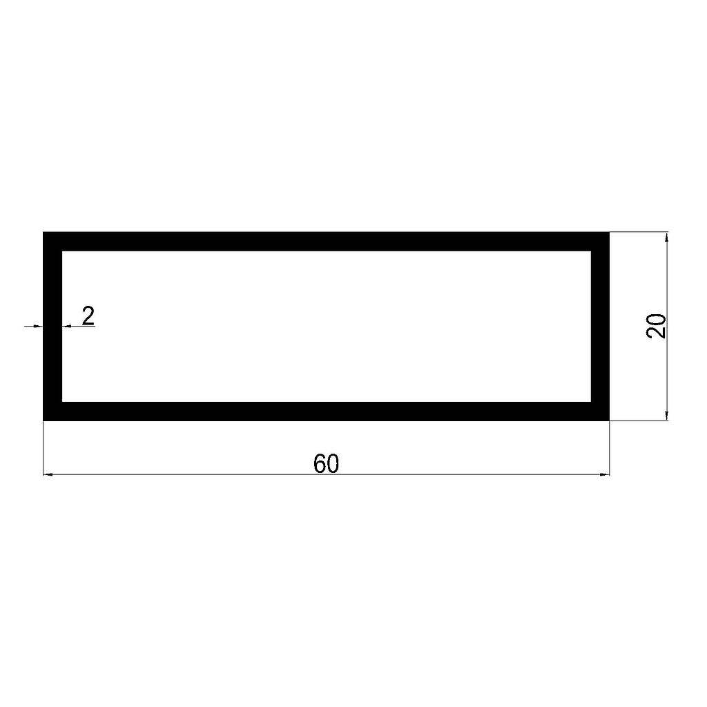 TUBO RECT. 60x20x2mm