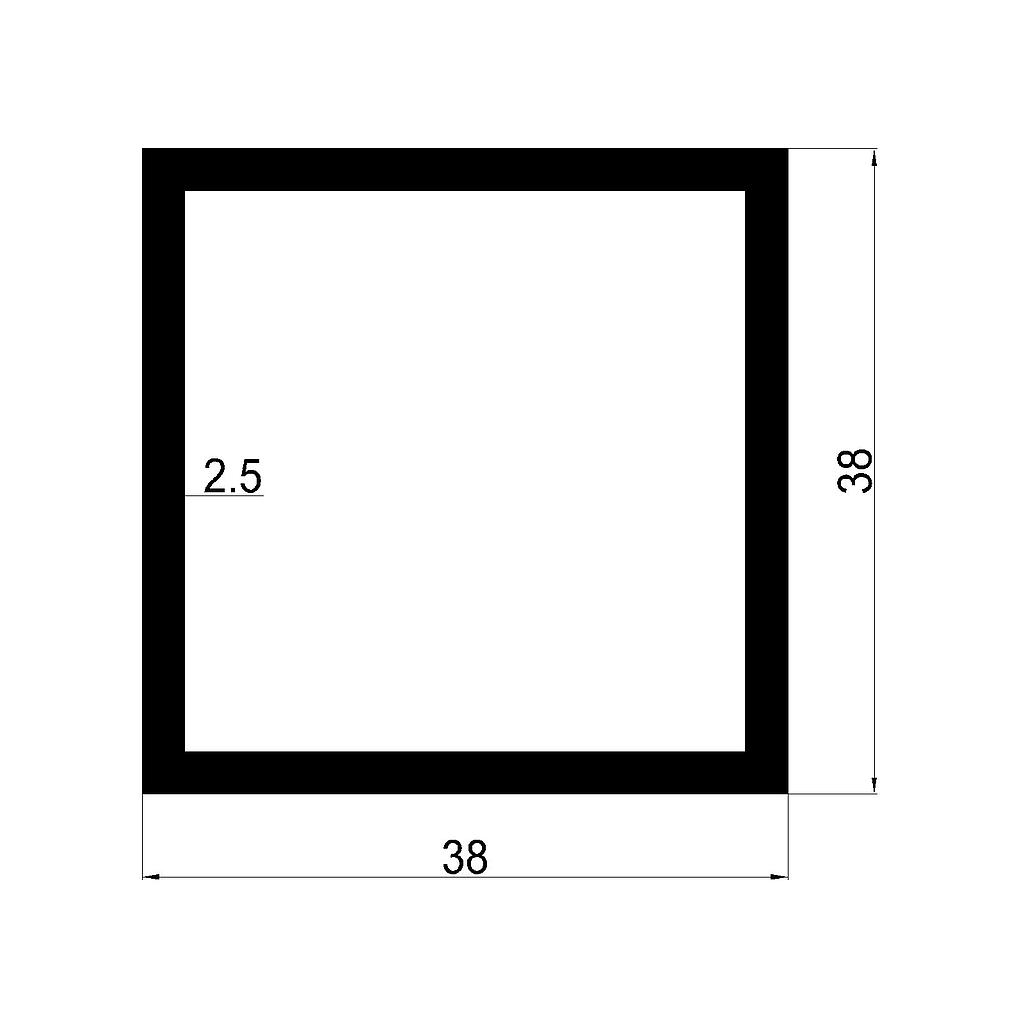 TUBO CUAD. 38x2.5mm