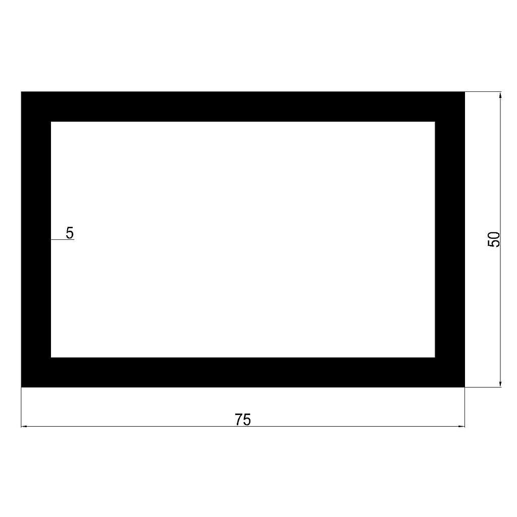 TUBO RECT. 75x50x5mm