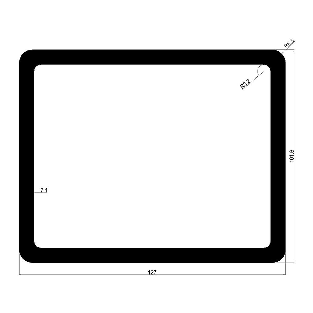 TUBO RECT. CANTO REDONDEADO 127x101.6x7.1mm