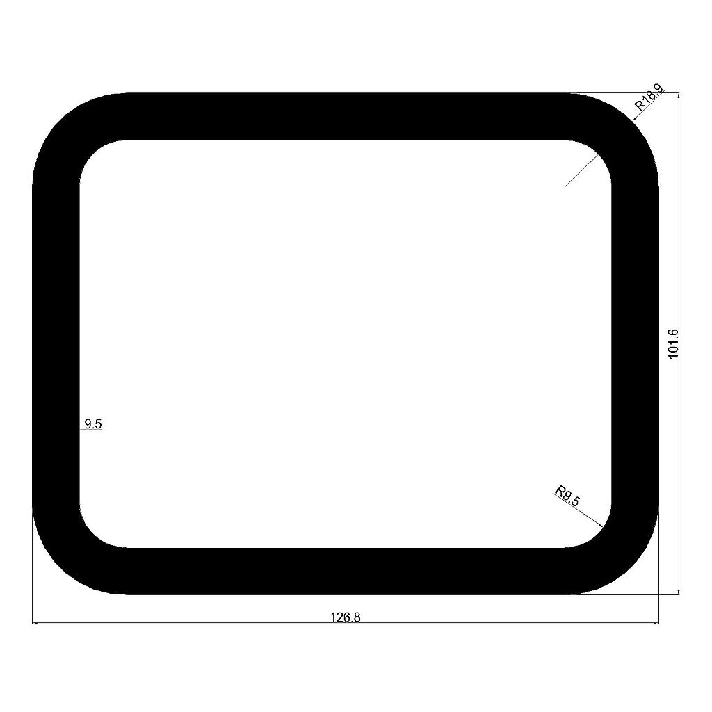 TUBO RECT. CANTO REDONDEADO 126.8x101.6x9.5mm