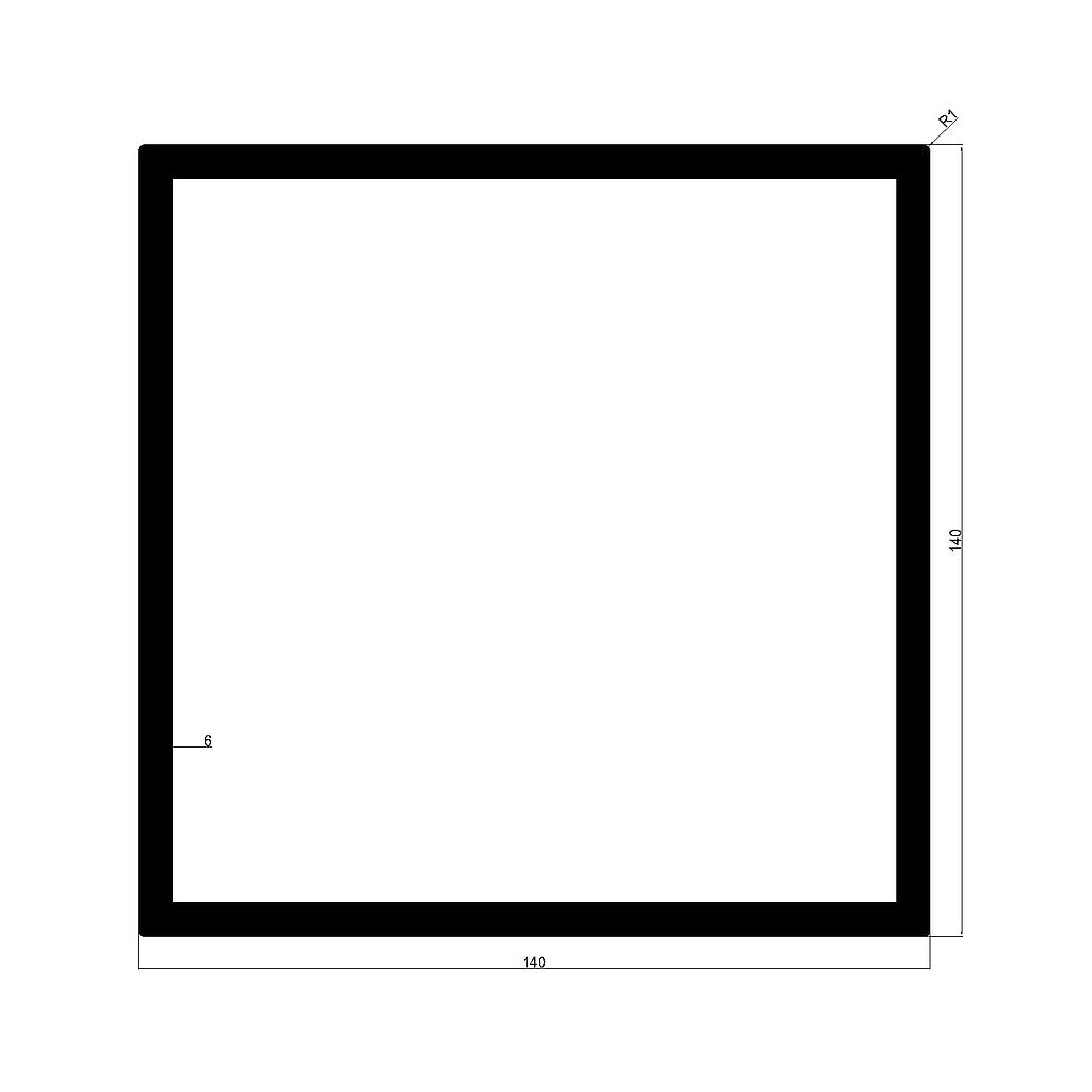 TUBO RECT. CANTO REDONDEADO 140x140x6mm