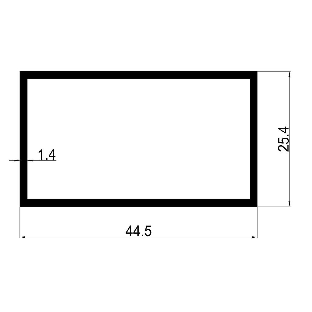 TUBO RECT. 44.5x25.4x1.4mm