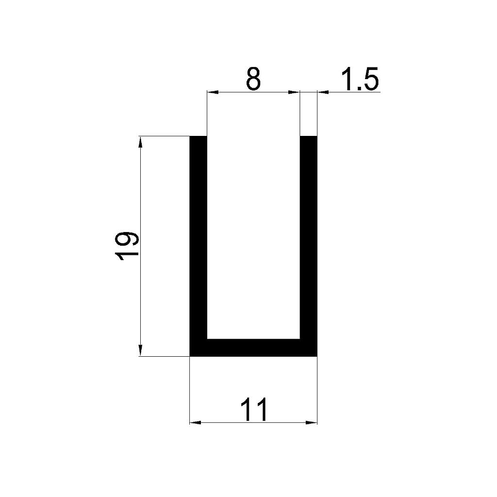 U 11x19x1.5mm, 8 INTERIOR