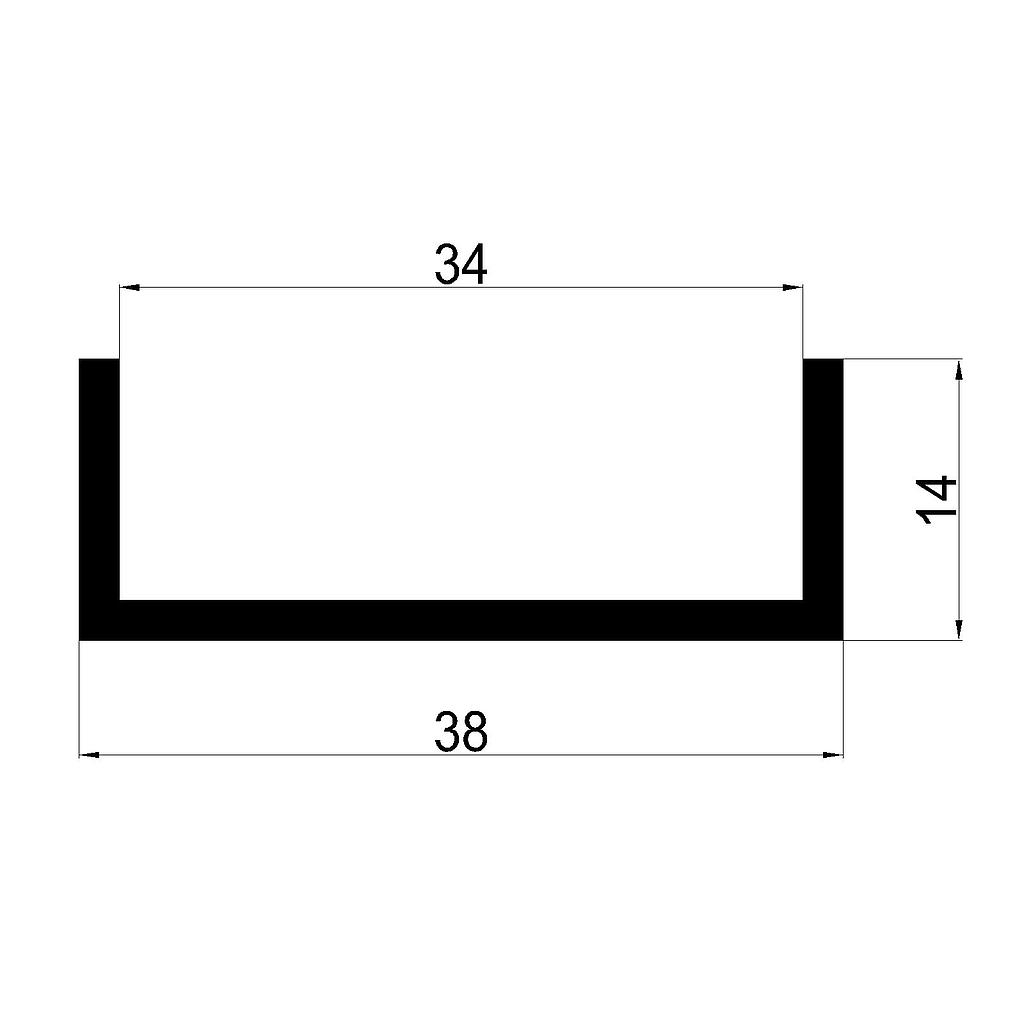 U 38x14x2mm