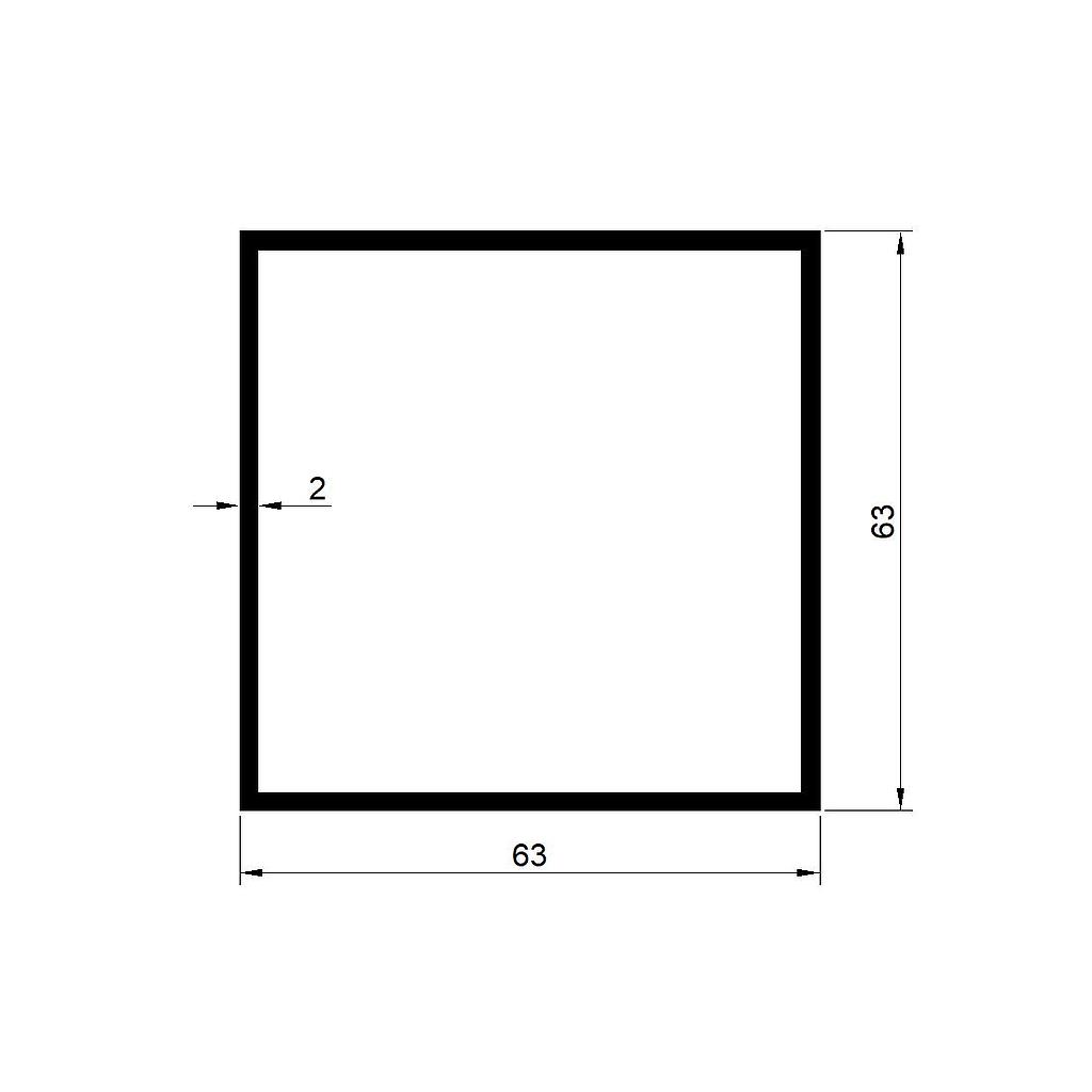 TUBO CUAD. 63x2mm