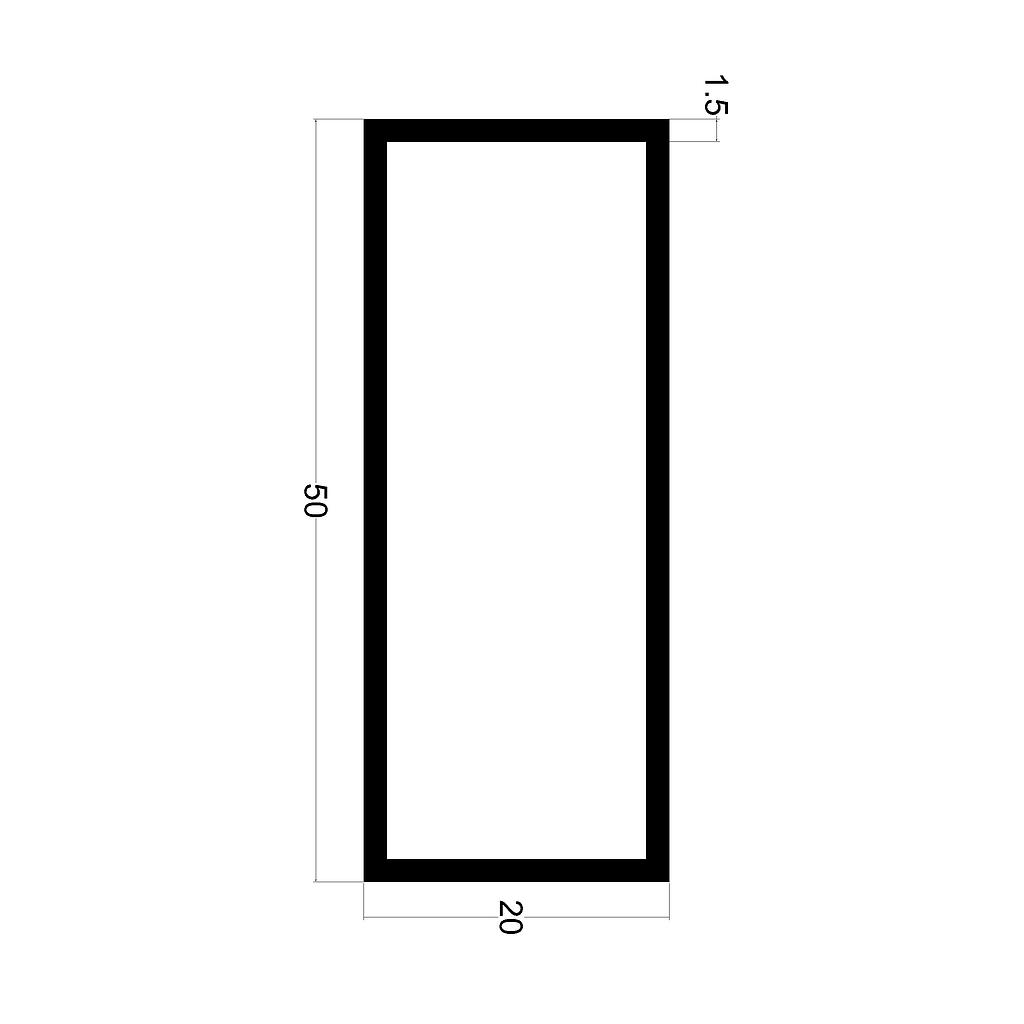 TUBO RECT. 50x20x1.5mm