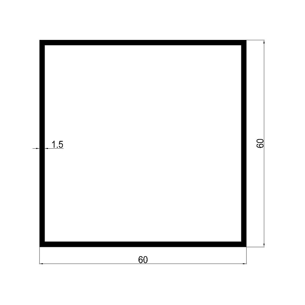 TUBO CUAD. 60x1.5mm L.4800mm