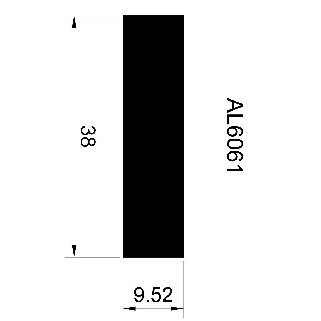 PLANCHUELA 38x9.52mm AL6061 (LI)