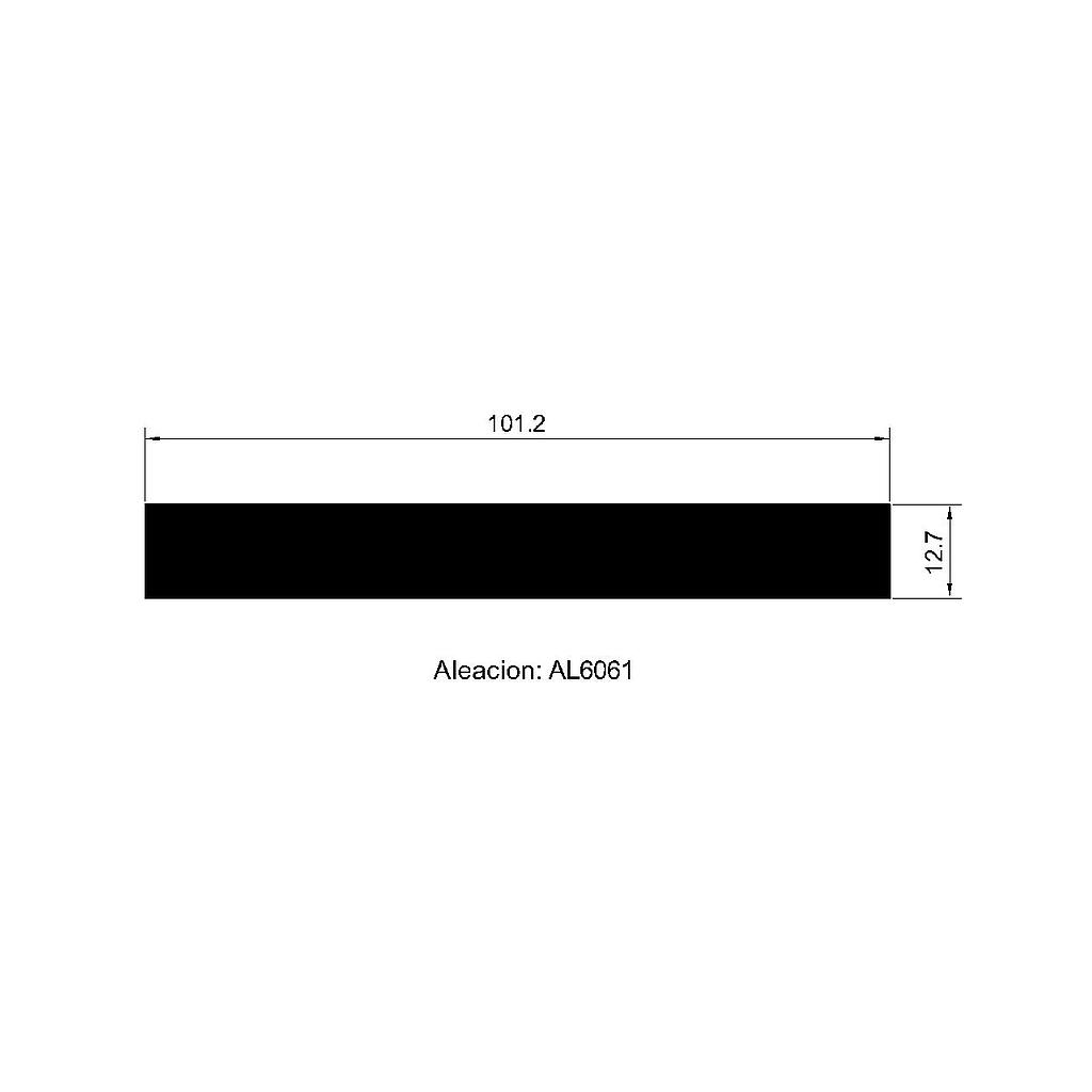 PLANCHUELA 101.2x12.7mm AL6061 L.4800mm (LI)