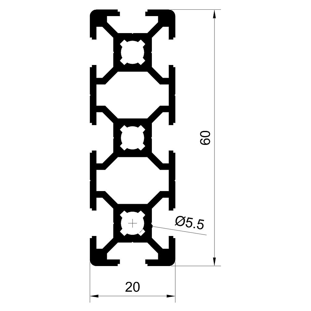 PERFIL BOSCH 20x60mm T-SLOT (LI)