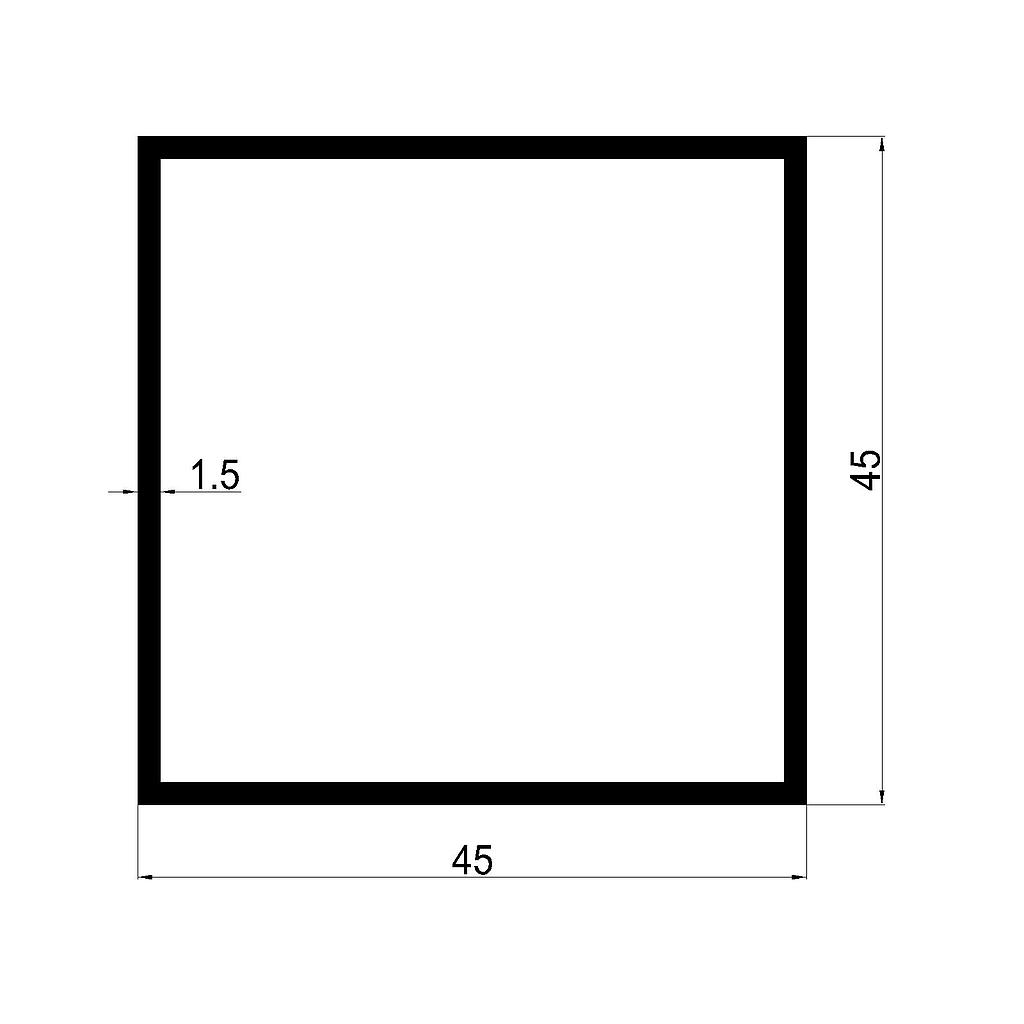 TUBO CUAD. 45x1.5mm L.4800mm