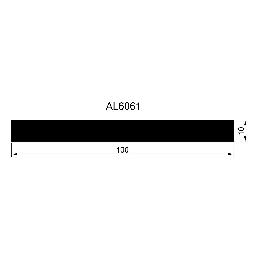 PLANCHUELA 100x10mm AL6061 (LI) L.6150mm