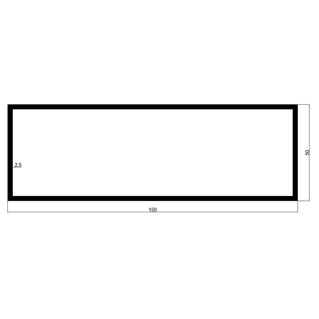 TUBO RECT. 150X50X2.5mm L6500mm